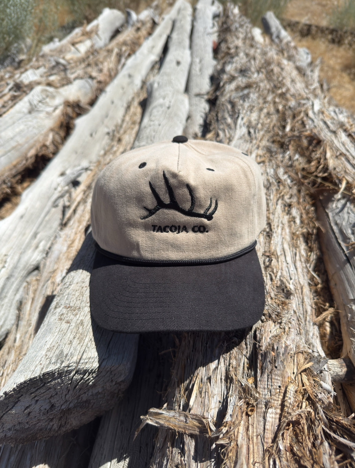 Suede Antler Hat - Khaki & Black
